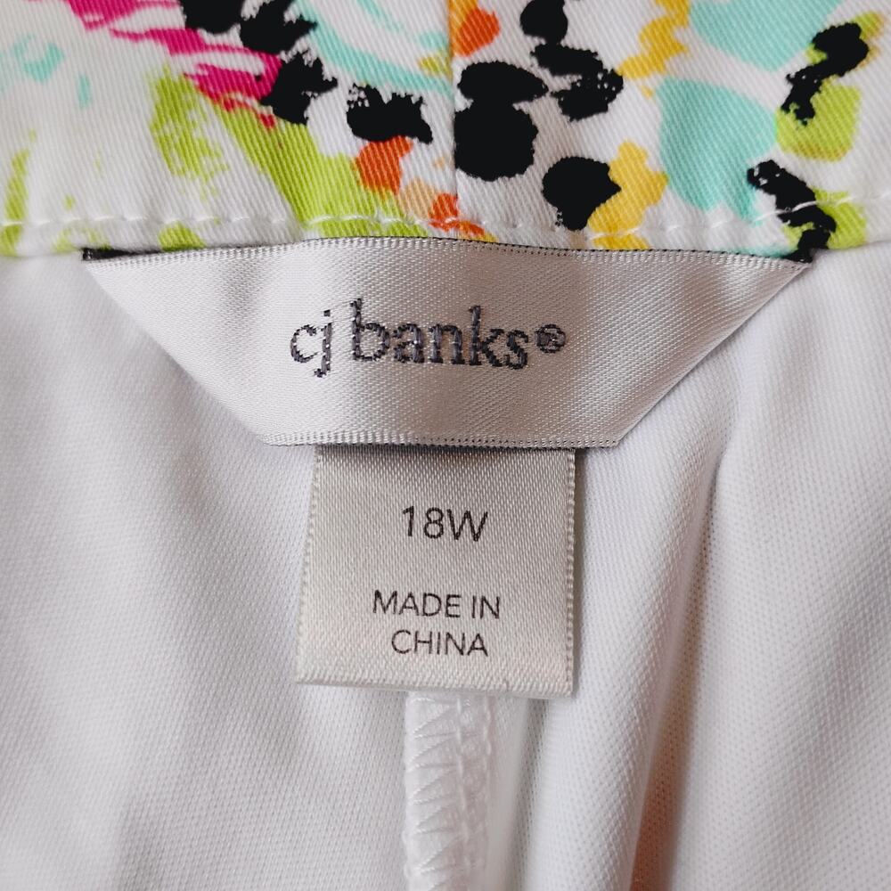 CJ Banks Women's 18W Plus Skorts White Bright Colors Floral Paisley Cottonblend - Picture 3 of 8